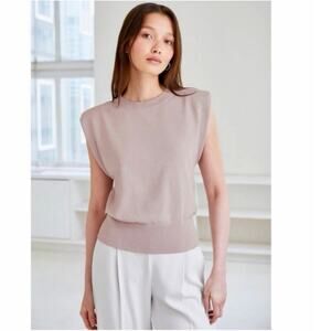 Aritzia Babaton Sculpt Matte Sweater Top Shoulder Pads Size XS
